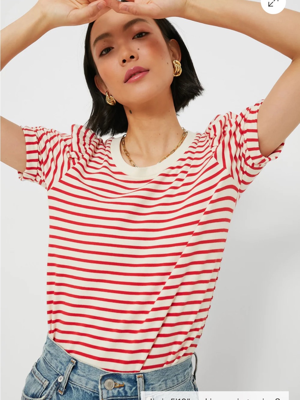 Pomander Place Red Striped Vesty Puff Short Sleeve Crewneck S